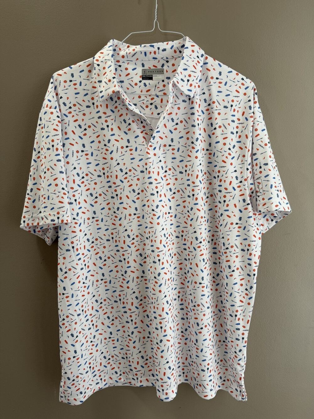 PGA Golf Polo BBQ/Cookout pattern XXL Tennis Pickleball Sporty Summer Vibes